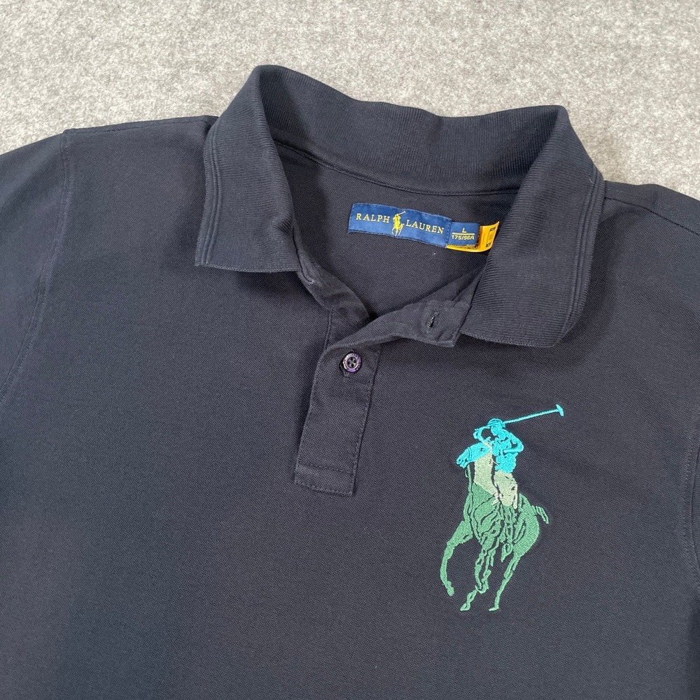 Polo Ralph Lauren Youth Boys Big Pony Polo Shirt L 175x96A Black Short Sleeve